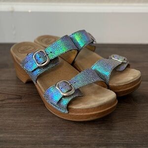 Dansko Reece Petrol Pearl Sandals Iridescent Blue Green Women’s 41 US 10.5-11